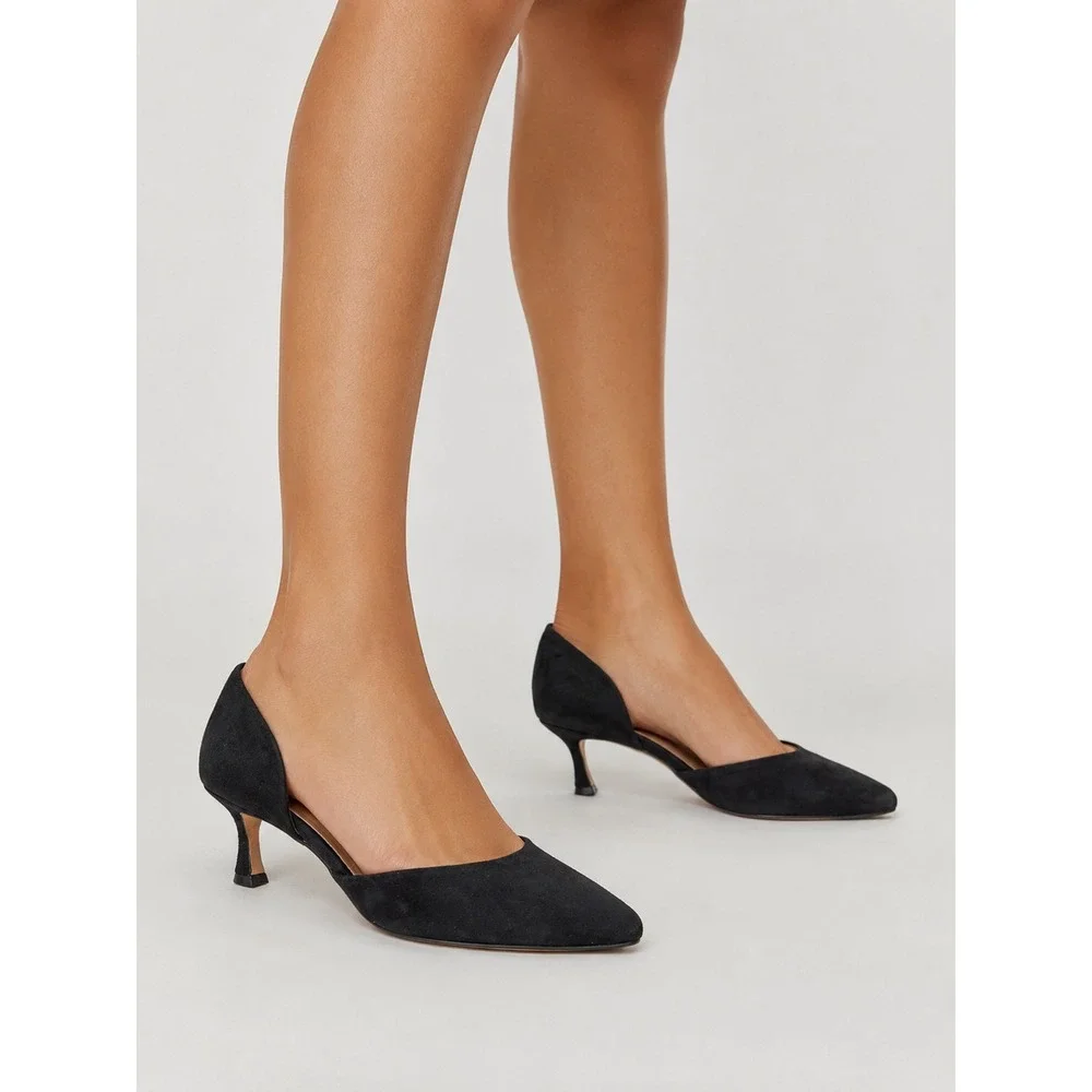 J. Jill Black Suede D'Orsay Kitten Heel Pointed Toe Pumps 9